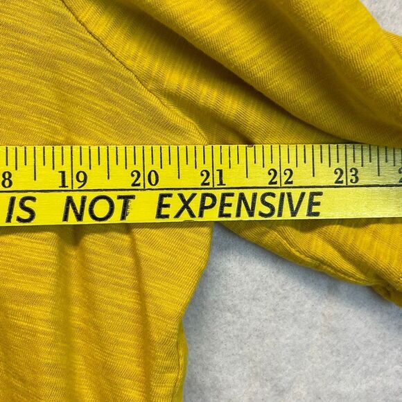 CHICO’S Gathered Sleeve Slub Top 3 (XL) Yellow Short elbow sleeve ruching Tee - Picture 5 of 11